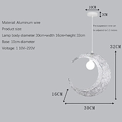 Universal Lustre de lune de 30cm, lumière LED en fer forgé de 220V E27 sans ampoule, lustre en argent en fer forgé dans la chambre à coucher, salle à manger, chambre d'enfants pas cher