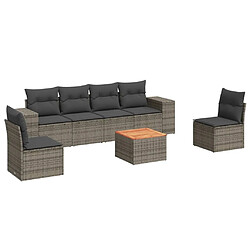 vidaXL Salon de jardin avec coussins 7 pcs gris résine tressée