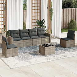 vidaXL Salon de jardin avec coussins 7 pcs gris résine tressée 