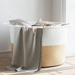 vidaXL Panier à linge beige et blanc Ø55x36 cm coton 