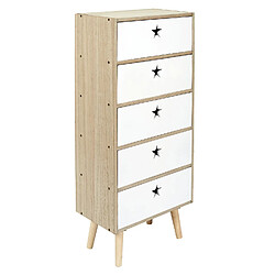 Toilinux Chiffonnier 5 tiroirs - en MDF et Bois - Blanc et Marron Toilinux - Chiffonnier 5 tiroirs - en MDF et Bois - Blanc et Marron - Scandinave