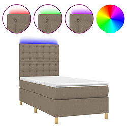 Maison Chic Lit adulte- Lit + matelas,Sommier à lattes de lit et matelas et LED Taupe 80x200cm Tissu -GKD29696