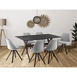 Vente-Unique Table à manger 6 personnes en MDF et hêtre - Anthracite et naturel foncé - SERANI