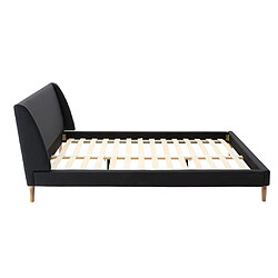 Vente-Unique Lit scandinave 160 x 200 cm - Tissu - Anthracite + Matelas - BENEDICTE pas cher