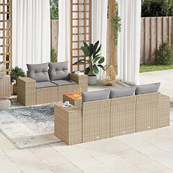 vidaXL Salon de jardin avec coussins 6 pcs beige résine tressée 