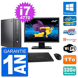 PC HP 600 G1 SFF Ecran 22" Intel i7-4770 RAM 32Go Disque Dur 1To Windows 10 Wifi · Occasion 