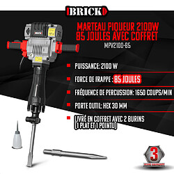 Marteau piqueur PRO 2100W - 85 Joules avec coffret - Brick