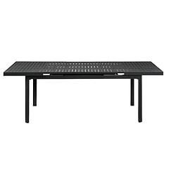 Avis Vente-Unique Salle à manger de jardin en aluminium : une table extensible 180/240cm et 6 fauteuils empilables avec accoudoirs acacia - Anthracite - NAURU de MYLIA