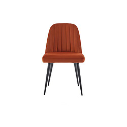 Avis Vente-Unique Lot de 2 chaises en velours et métal noir - Terracotta - ELEANA