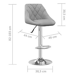 vidaXL Tabouret de bar Gris clair Velours pas cher