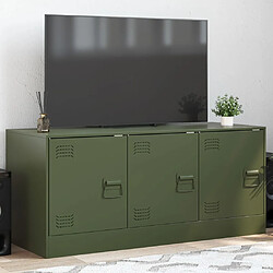 vidaXL Meuble TV vert olive 99x39x44 cm acier