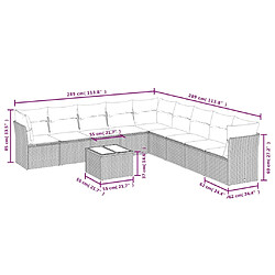 Avis vidaXL Salon de jardin avec coussins 10 pcs beige résine tressée