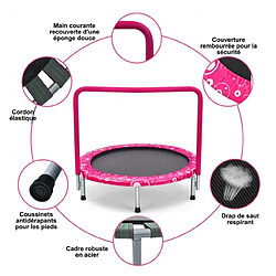 Helloshop26 Trampoline enfants pliable diamètre 92 cm avec housse de sécurité matelassée et poignée recouverte intérieur 150 kg rose+noir 20_0006087