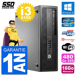 PC HP EliteDesk 800 G2 SFF Intel Core i3-6100 RAM 16Go SSD 480Go Windows 10 Wifi · Occasion 