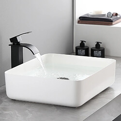 CECIPA MAX Robinet de Lavabo Cascade Noir Mitigeur de Lavabo Design Moderne Robinet de Lavabo de Comptoir à Poignée Unique Pour Salle de Bain