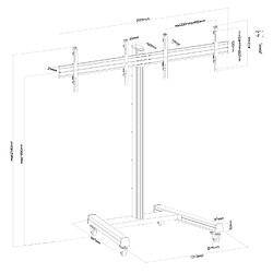 Acheter Kimex Support sur roulettes pour 2 écrans TV 43'' - 49'' - Hauteur 175cm