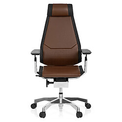 Chaise de bureau / Chaise pivotante GENIDIA PRO cuir marron hjh OFFICE