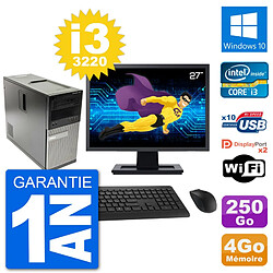 PC Tour Dell 7010 Ecran 27" Intel i3-3220 RAM 4Go Disque 250Go Windows 10 Wifi · Occasion 