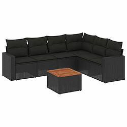 Maison Chic Ensemble Tables et chaises d'extérieur 7pcs avec coussins,Salon de jardin noir résine tressée -GKD811667