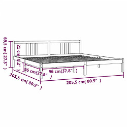 vidaXL Cadre de lit Noir Bois massif 200x200 cm pas cher