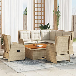 vidaXL Salon de jardin avec coussins 6 pcs beige résine tressée