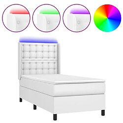 vidaXL Sommier à lattes de lit matelas LED Blanc 100x200 cm Similicuir