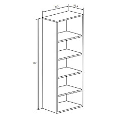 Pegane Etagère coloris Chêne cambrian/blanc - Longueur 60 x profondeur 29,4 x hauteur 182 cm