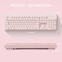 Clavier rose avec rétroéclairage LED 7 couleurs, 104 touches silencieuses et silencieuses, 19 touches anti-fantômes clavier de jeu bon marché sensation mécanique étanche filaire USB pour ordinateur, Mac, ordinateur portable pas cher