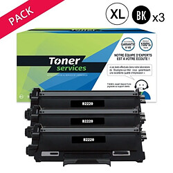TONER SERVICES Compatible Brother TN2220 Pack de 3 toners Noirs XL