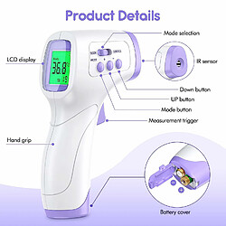 Elixir Thermometre Frontal Adulte,  Thermometre sans Contact avec Affichage à LCD, Thermomètre Frontal Infrarouge Bébé Enfant Adulte, Thermometre Médical avec Lecteur Rapide 99 Données Enregistrées