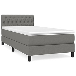 Maison Chic Lit Adulte - Lit simple Lit à sommier tapissier et matelas moelleux - Meuble de Chambre - Gris foncé 90x190 cm Tissu -MN35477