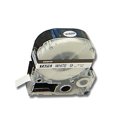 Cassette à ruban vhbw 9mm pour Epson OK500P, OK720, OK900P, LW-300, LW-400. Remplace: LC-3WBN, SS9KW. 