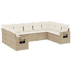 Maison Chic Salon de jardin avec coussins 9 pcs, Ensemble Tables et chaises de jardin, beige résine tressée -GKD524423