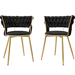 Habitat Et Jardin Lot de 2 chaises en velours Saly - Noir 