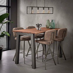 BELONG Pegaso - Table haute en Acacia - Pieds Métal - 4 personnes