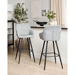 Beliani Tabouret de bar Set de 2 Velours Gris clair CASMALIA