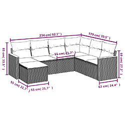 Avis vidaXL Salon de jardin avec coussins 7 pcs gris résine tressée