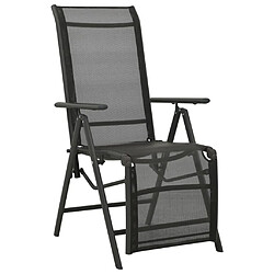 Maison Chic Lot de 2 Chaises inclinables de jardin - Fauteuil d'extérieur Textilène et aluminium Noir -MN35562