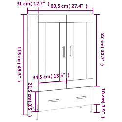 vidaXL Buffet haut chêne fumé 69,5x31x115 cm bois d'ingénierie pas cher