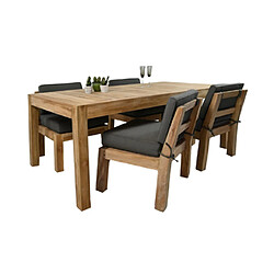 Mes Table de jardin pieds carrés 200x100x76 cm en teck marron - RAINA