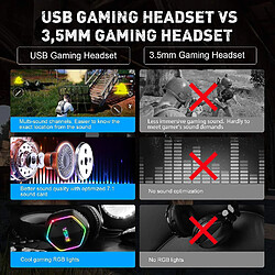 Acheter Universal Casque de jeu USB EKSA, casque de jeu surround 7.1, casque PS4, casque de jeu PC avec microphone et lumière RVB, compatible PC, 4 vert