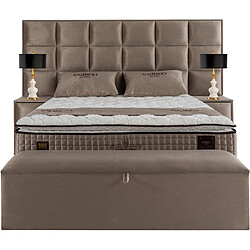 Acheter Vivenla Banc bout de lit coffre avec rangement coloris taupe design en velours L. 170 x P. 41 x H. 45 cm collection BARCELONA