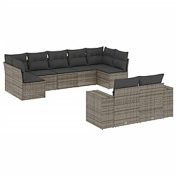 Maison Chic Ensemble Tables et chaises d'extérieur 9 pcs avec coussins,Salon de jardin gris résine tressée -GKD479012