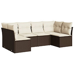 vidaXL Salon de jardin avec coussins 6 pcs marron résine tressée