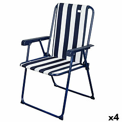 Chaise Pliante Aktive Blanc Blue marine A rayures 43 x 85 x 47 cm (4 Unités)