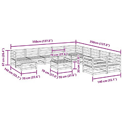 vidaXL Salon de jardin 12 pcs bois de pin massif pas cher