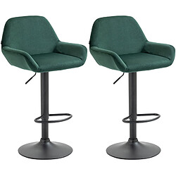 Non Lot de 2 tabourets de bar Braga velours noir 