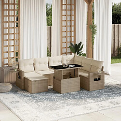 vidaXL Salon de jardin avec coussins 8 pcs beige résine tressée 