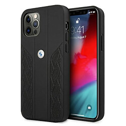 etui bmw bmhcp12mrsppk iphone 12/12 pro 6,1" noir coque dur cuir curve perforate 