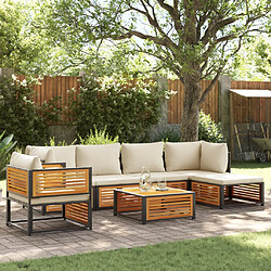 vidaXL Salon de jardin avec coussins 7 pcs bois massif d'acacia 